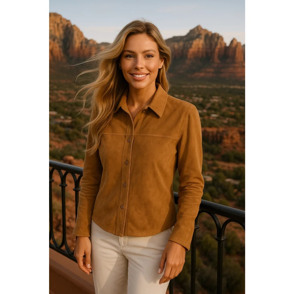 Pendleton 100 Leather Shacket Camel Distressed Farm Western Ranch Cottagecore XL - Picture 1 of 5